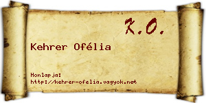 Kehrer Ofélia névjegykártya